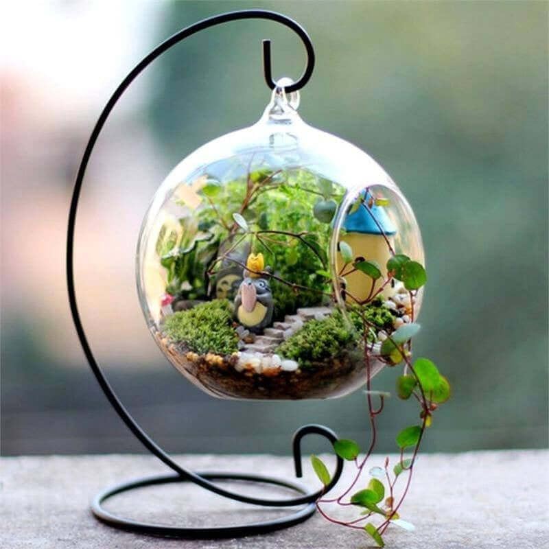 Efavormart 4-Piece Clear Glass Terrarium Set - Hanging Succulent Planters for Air Plants, Mini Cacti & Small Flowers | Perfect for Home Decor, Wedding Centerpieces & Office Desk Decorations