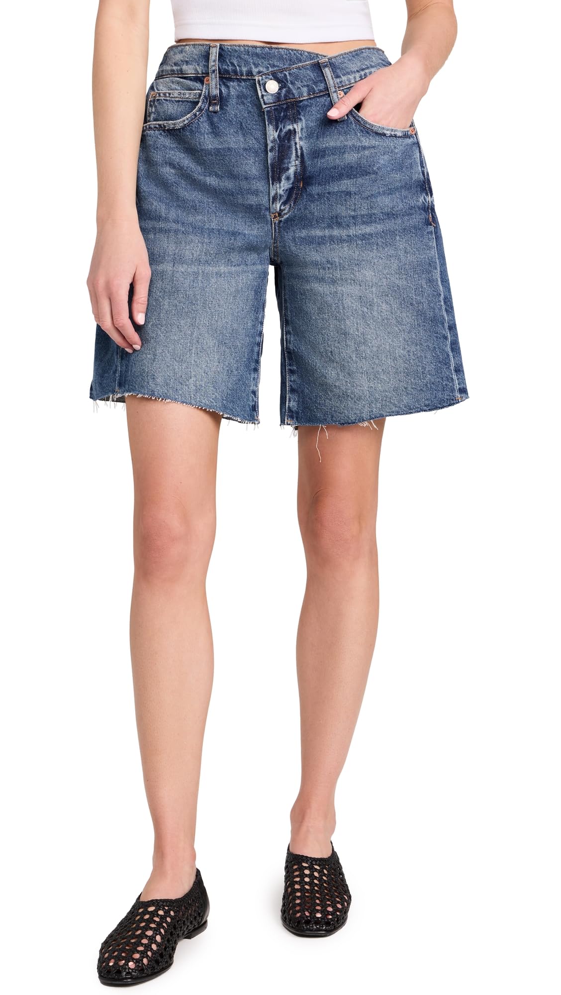 Free People Women's Boomerang High Waisted Long Shorts - Comfortable Casual Summer Shorts for Beach, Travel & Everyday Wear