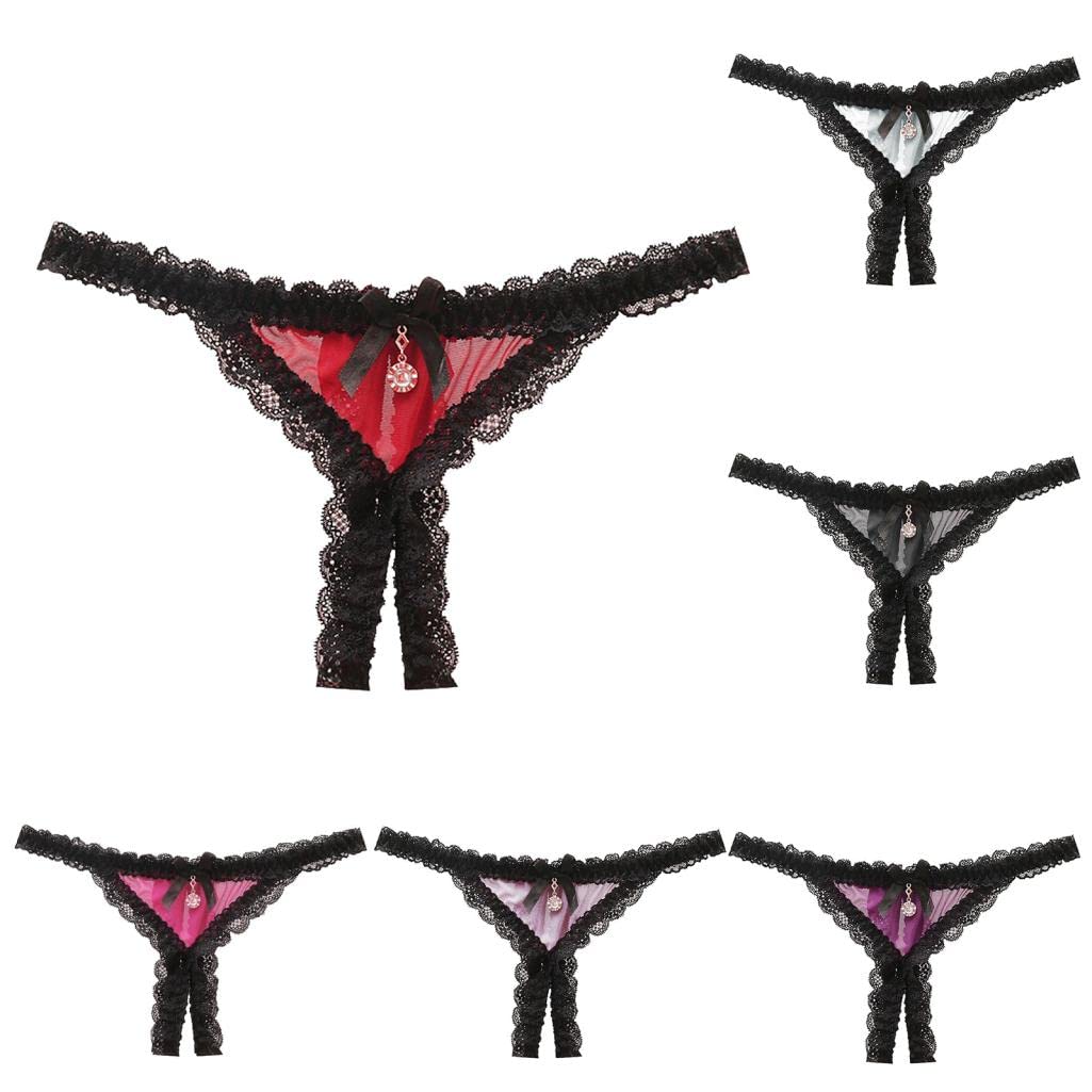 Sexy Women's Lace Thong Panties - Floral Hollow Out Bowknot G-String Underwear for Lingerie & Intimate Wear | Perfect for Date Night, Bridal Party, and Sensual Occasions