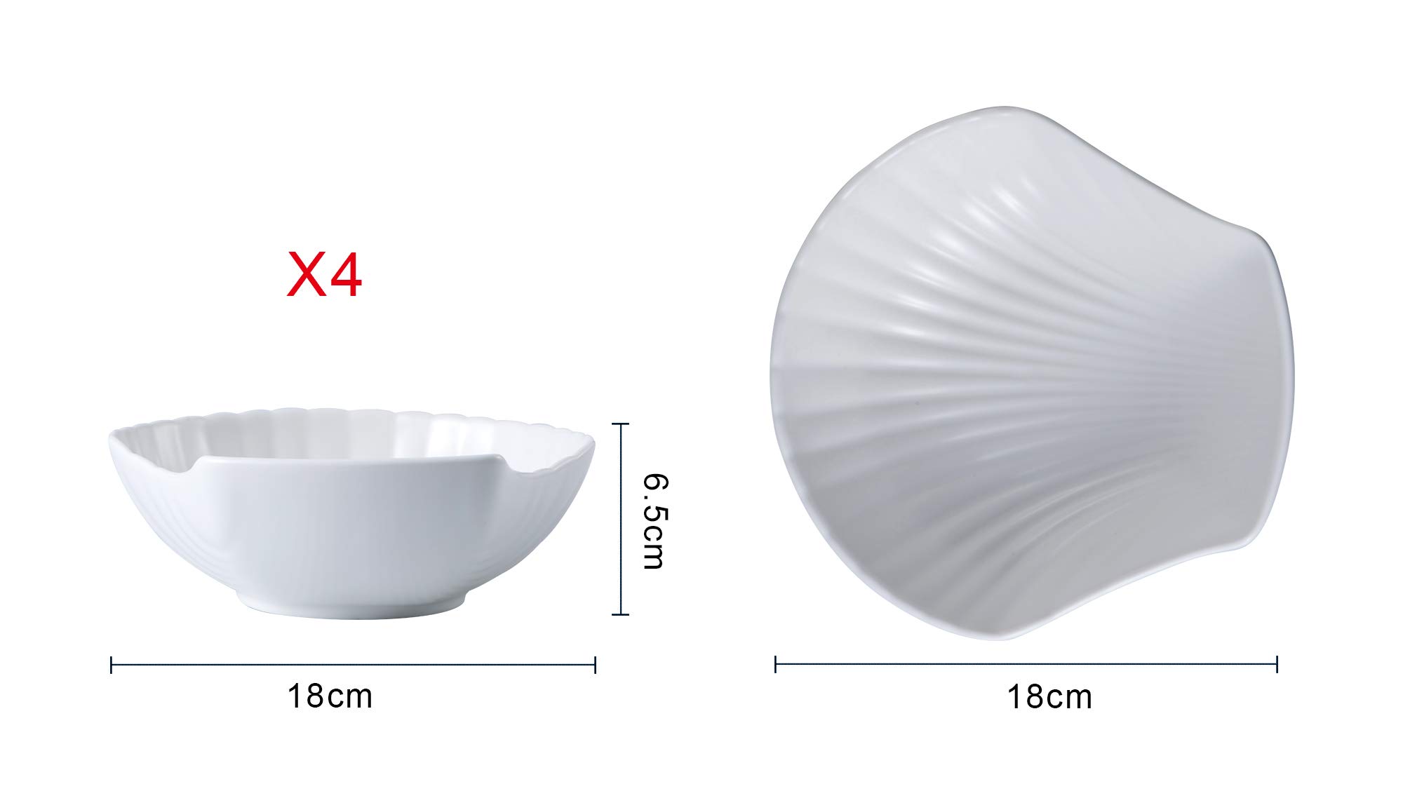 Bruntmor 7 inch Matte Black Ceramic Dinner Plates Set of 4 - Shell Shaped Appetizer, Salad & Dessert Plates | Durable Buffet Dishes for Pasta, Party & Home Dining | Dishwasher Safe Easy Clean Tableware