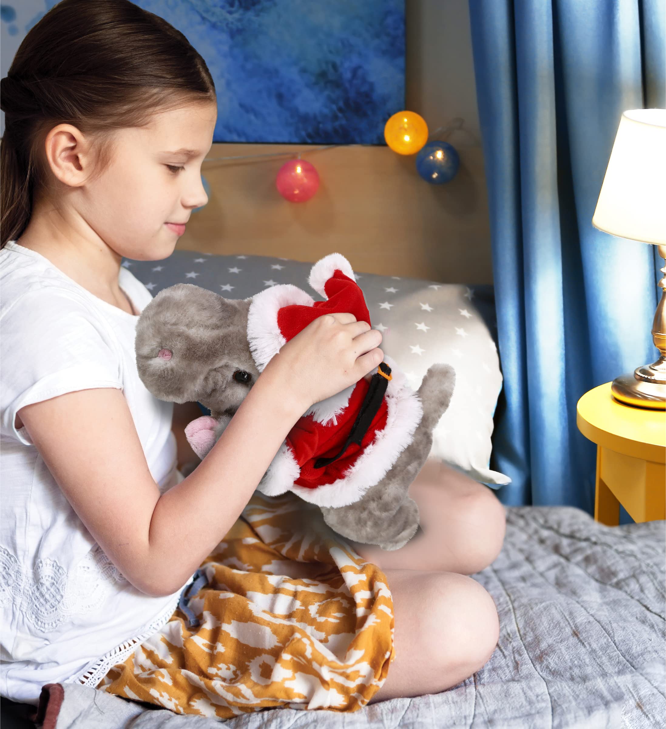 Santa Hippo Plush Toy - 11.5 Inch Christmas Stuffed Animal with Red Santa Outfit, Personalized Wildlife Gift for Kids | Holiday Decor, Stocking Stuffer & Cozy Bedtime Companion