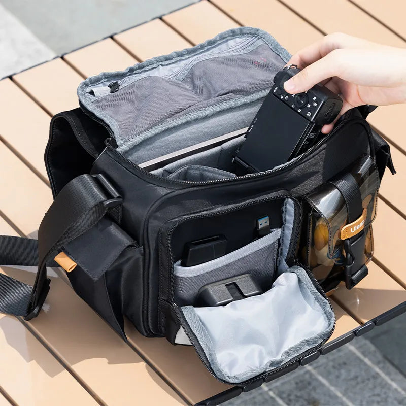 Ulanzi MS12 5.6L Messenger Bag for Men & Women - Durable Crossbody Shoulder Bag with Adjustable Strap, Black (B118) - Perfect for Travel, Work, School & Everyday Use