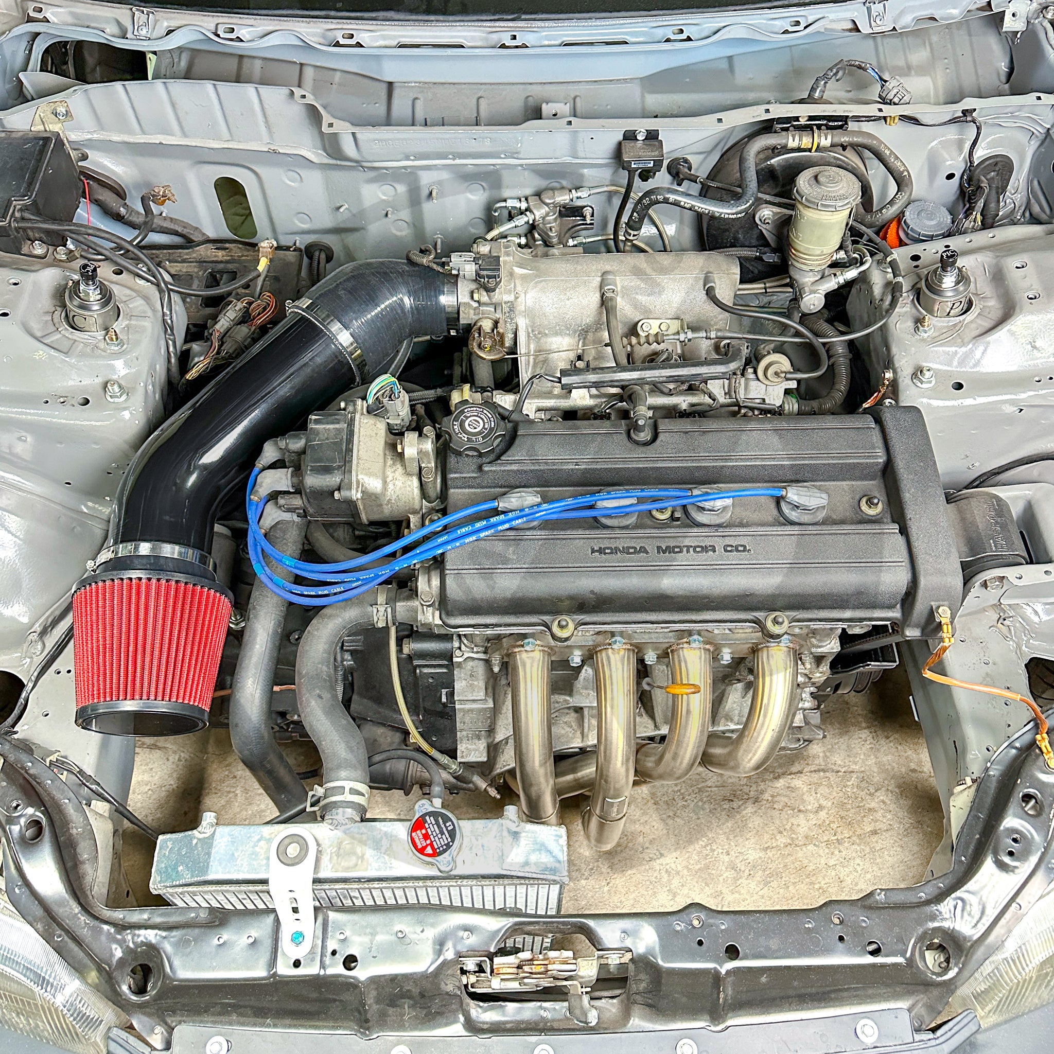 4 Inch Gloss Black Air Intake System for Honda Civic & Acura Integra (B16/B18/D16) - High Performance Cold Air Intake Kit for Street Racing & Engine Upgrades