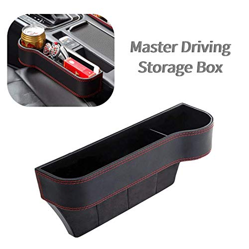 Premium Car Seat Gap Filler & Console Organizer - PU Leather Multi-Purpose Storage Box with Cup Holder | Holds Phones, Wallet, Keys & Coins | Perfect for Sedans, SUVs & Road Trips (1 Pack, Left Side)