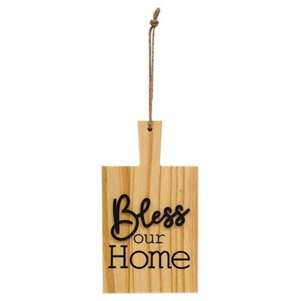 Bless Our Home Natural Wood Cutting Board - Handmade Kitchen Decor for Christmas, Housewarming & Holiday Gifts - Perfect for Food Prep, Serving & Home Decoration