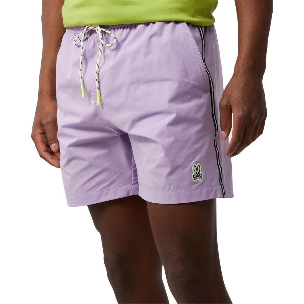 Psycho Bunny Men's Ratcliff Swim Shorts - California Lilac Color | Quick-Dry Beach & Pool Swimwear for Summer Vacation & Water Sports