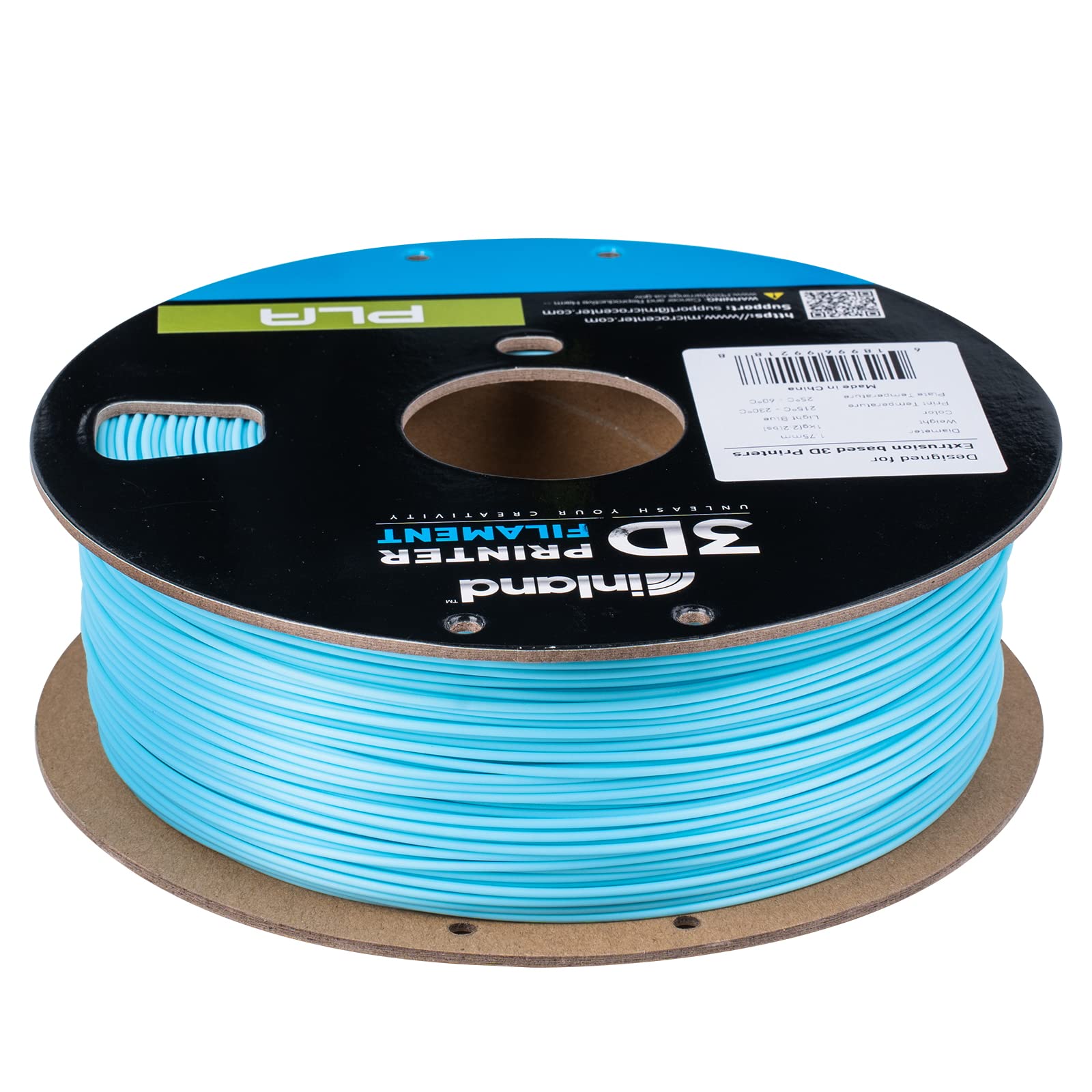 Premium INLAND PLA 3D Printer Filament 1.75mm - High Precision +/- 0.03mm, 1kg Cardboard Spool (2.2lbs), Light Blue PLA for Smooth 3D Printing - Perfect for DIY Projects, Prototyping, Home Decor & Educational Models