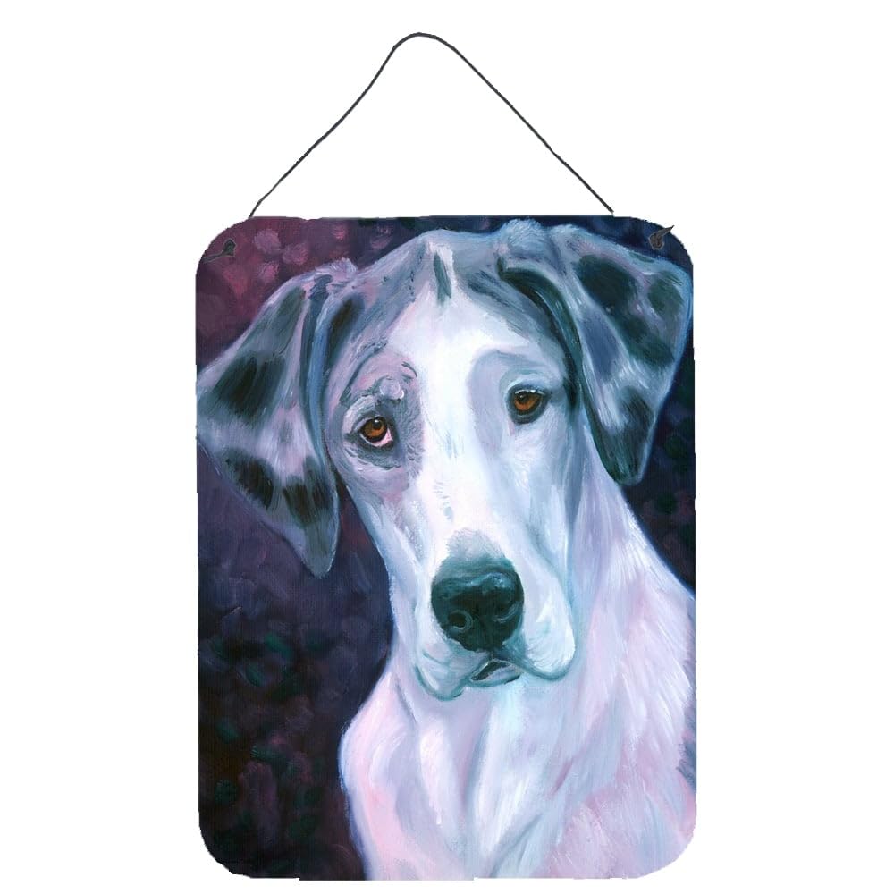 Curious Great Dane Metal Wall Art Sign - 12x16 Inch Aluminum Door Hanging Plaque for Kitchen, Bar, Bathroom & Home Decor - Durable Front Door Hanging Decor for Pet Lovers & Dog Owners