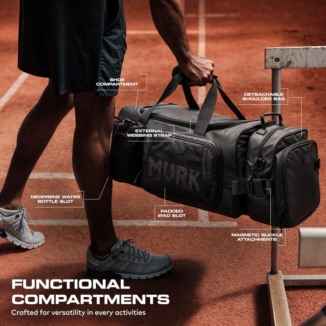 **MVRK 2-in-1 Waterproof Travel Duffle Bag - 50L Carry-On Size for Airplane, Gym, Sports & Weekend Trips | TSA Compliant & Durable Black Overnight Bag for Men & Women**    *(Perfect for Air Travel, Workouts, Hiking, Beach Trips & Short Getaways)*