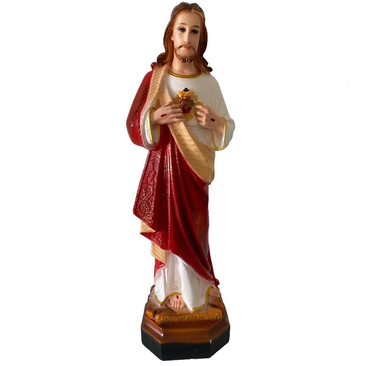 Angel Statuette of Jesus Christ with Sacred Heart - Religious Home & Garden Decor for Indoor & Outdoor Use