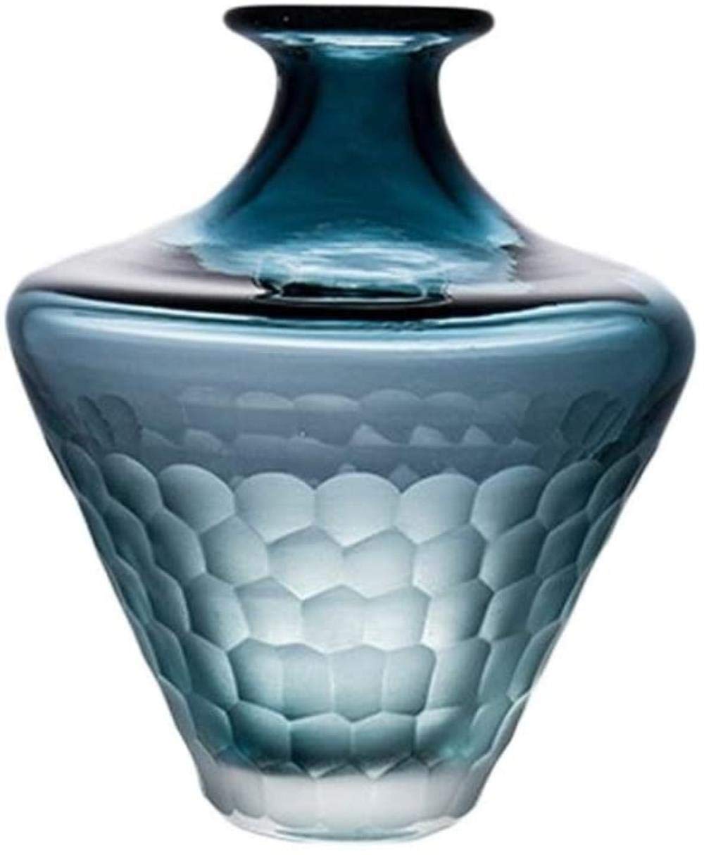 Handmade Blue Glass Vases - Creative Transparent Decorative Vases for Home, Office & Wedding Decor - Perfect for TV Cabinet, Table Centerpiece & Gift Giving