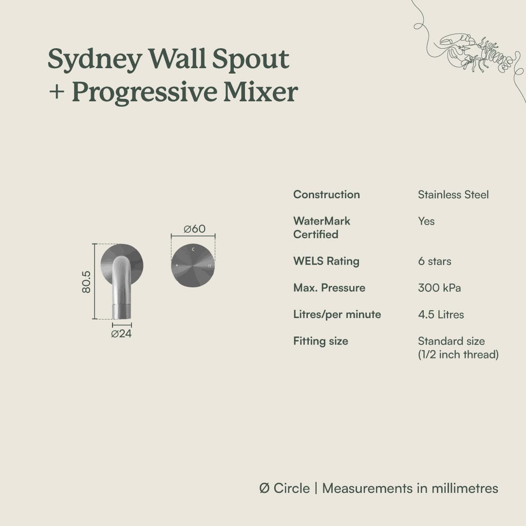 Wall Spout with Progressive Wall Mixer in Gunmetal Finish - Perfect for Modern Bathroom and Kitchen Faucet Upgrades
