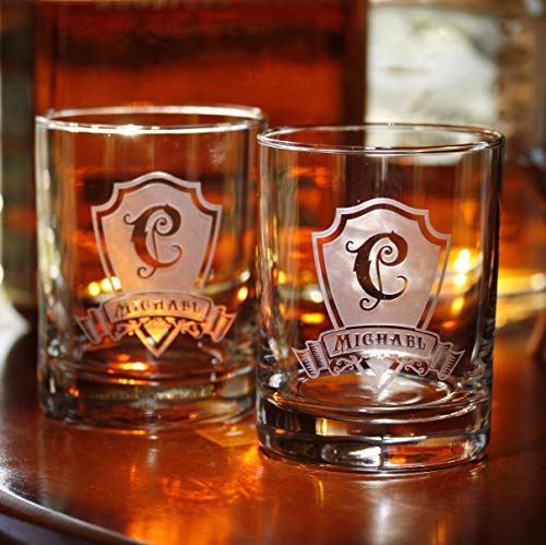 Personalized Engraved Whiskey Glasses Set of 10 - Scotch & Bourbon Drinking Glasses for Men, Custom Barware Gift - Perfect for Cocktail Parties, Home Bars & Whiskey Tasting Events