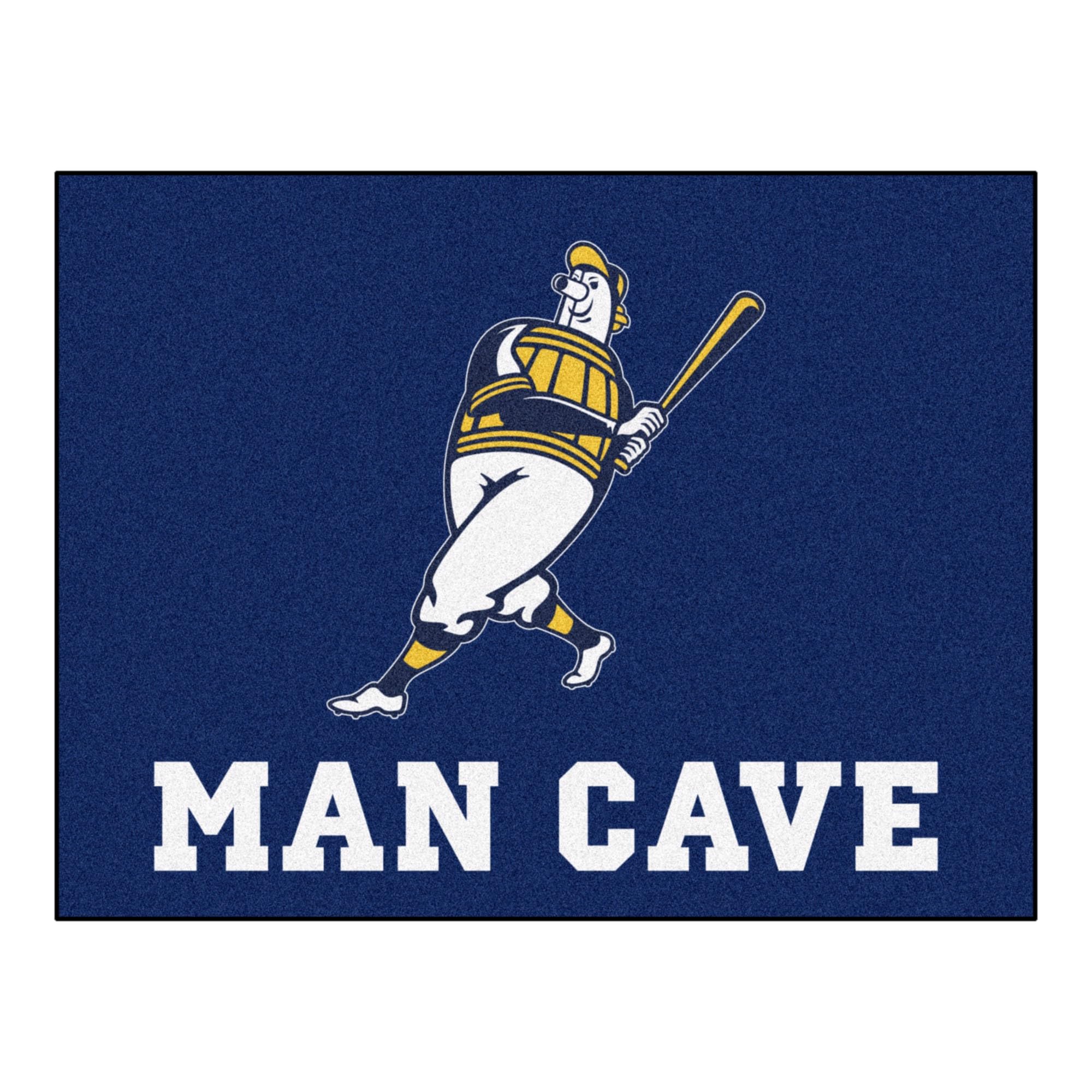 MLB Milwaukee Brewers Barrell Man Man Cave Rug - 5ft x 6ft Soft Area Rug for Sports Fan Cave, Game Room Decor, Baseball Themed Home Accessories