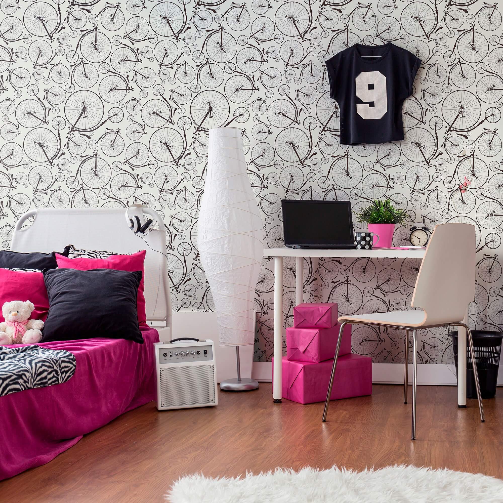 Black and White Geometric Peel and Stick Removable Wallpaper - Self-Adhesive Decorative Wall Covering for Bedroom, Living Room & Office Decor
