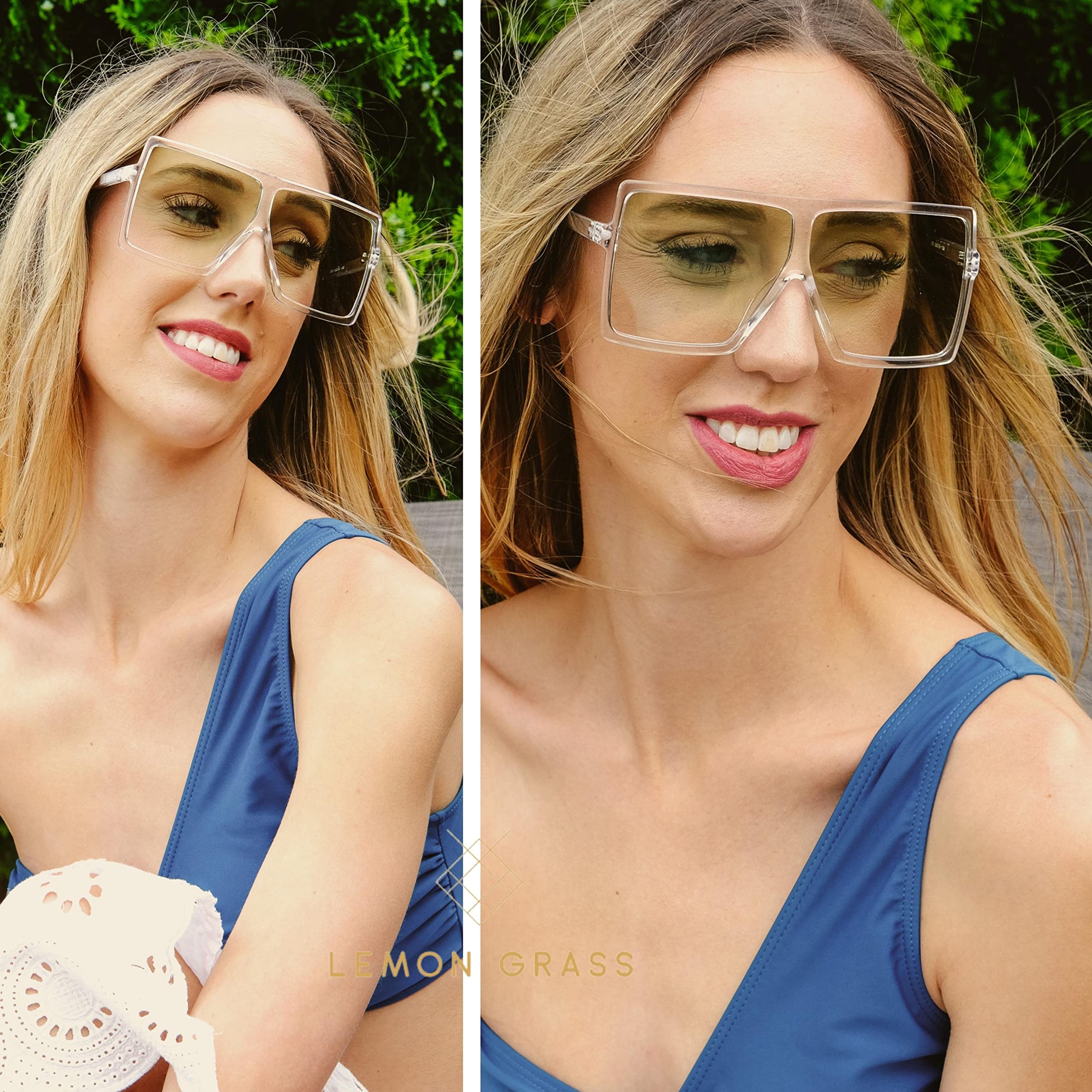 70mm Oversized Flat Top Sunglasses for Women & Men - UV400 Protection, Retro Square Frame, Fashionable Unisex Shades for Driving, Beach & Outdoor Activities