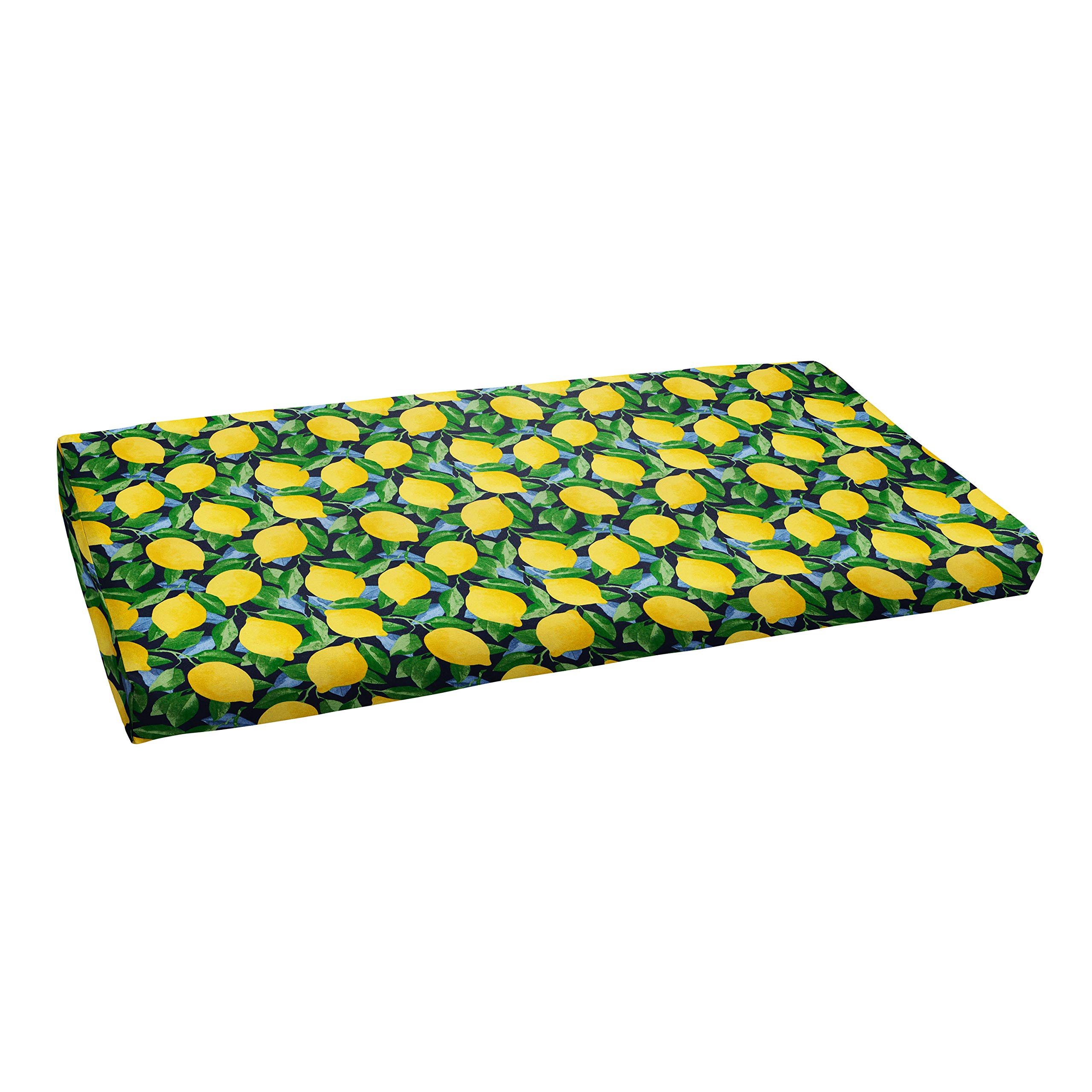 Sorra Home Indoor Outdoor Bench Cushion - Yellow Lemons Pattern Waterproof Outdoor Furniture Cushion for Patio, Garden, Deck & Porch - Perfect for Outdoor Seating & Home Decor