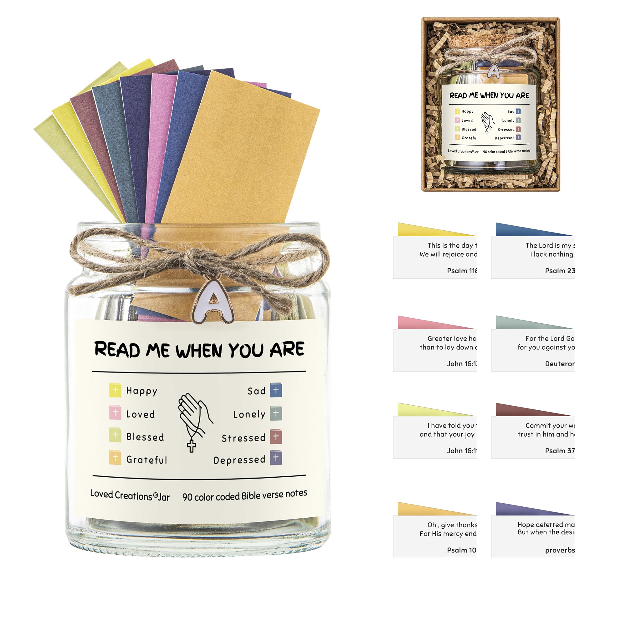 Initial A Bible Verses Jar - Christian Gifts for Women & Teens | Prayer & Mood-Boosting Scripture