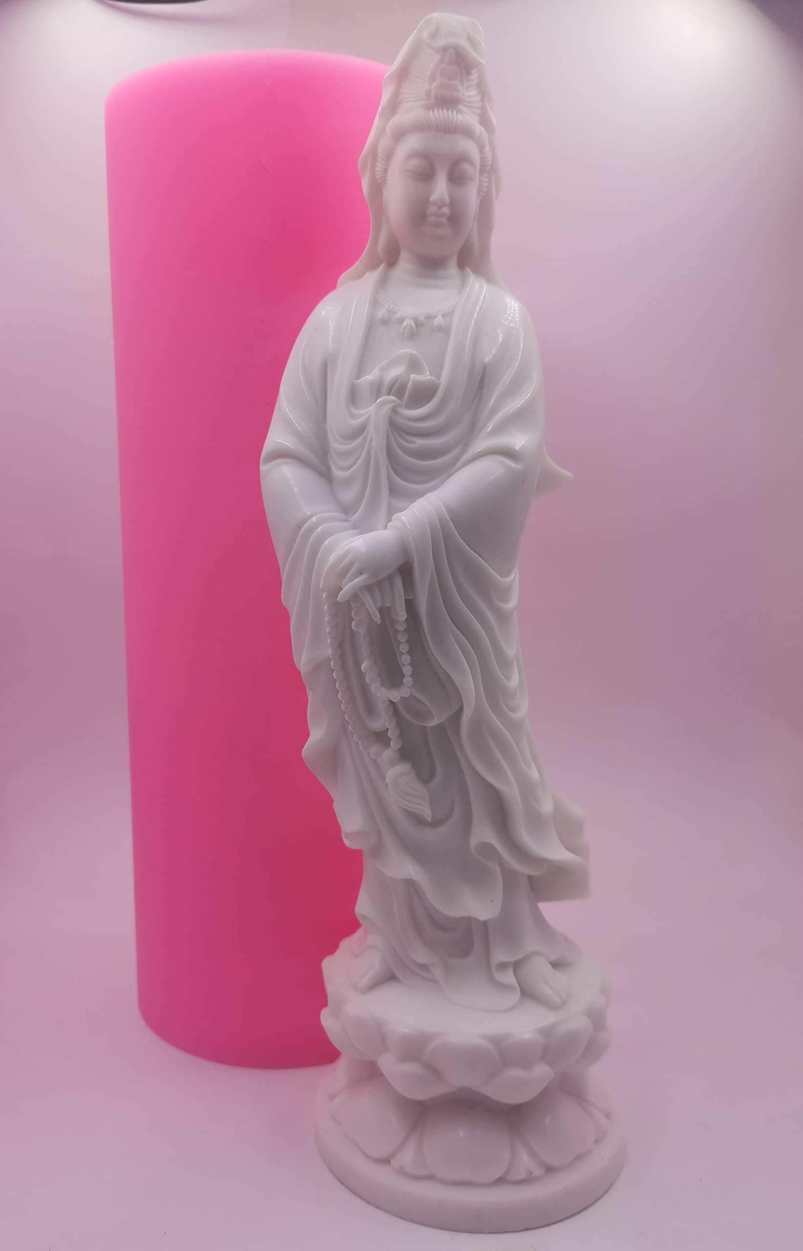 Large Buddha Avalokitesvara Silicone Candle Mold for Wax, Aroma, Gypsum, Plaster, Ceramic & Resin Crafts (9.9 x 30 cm) - Perfect for DIY Home Decor, Meditation Spaces & Spiritual Gifts