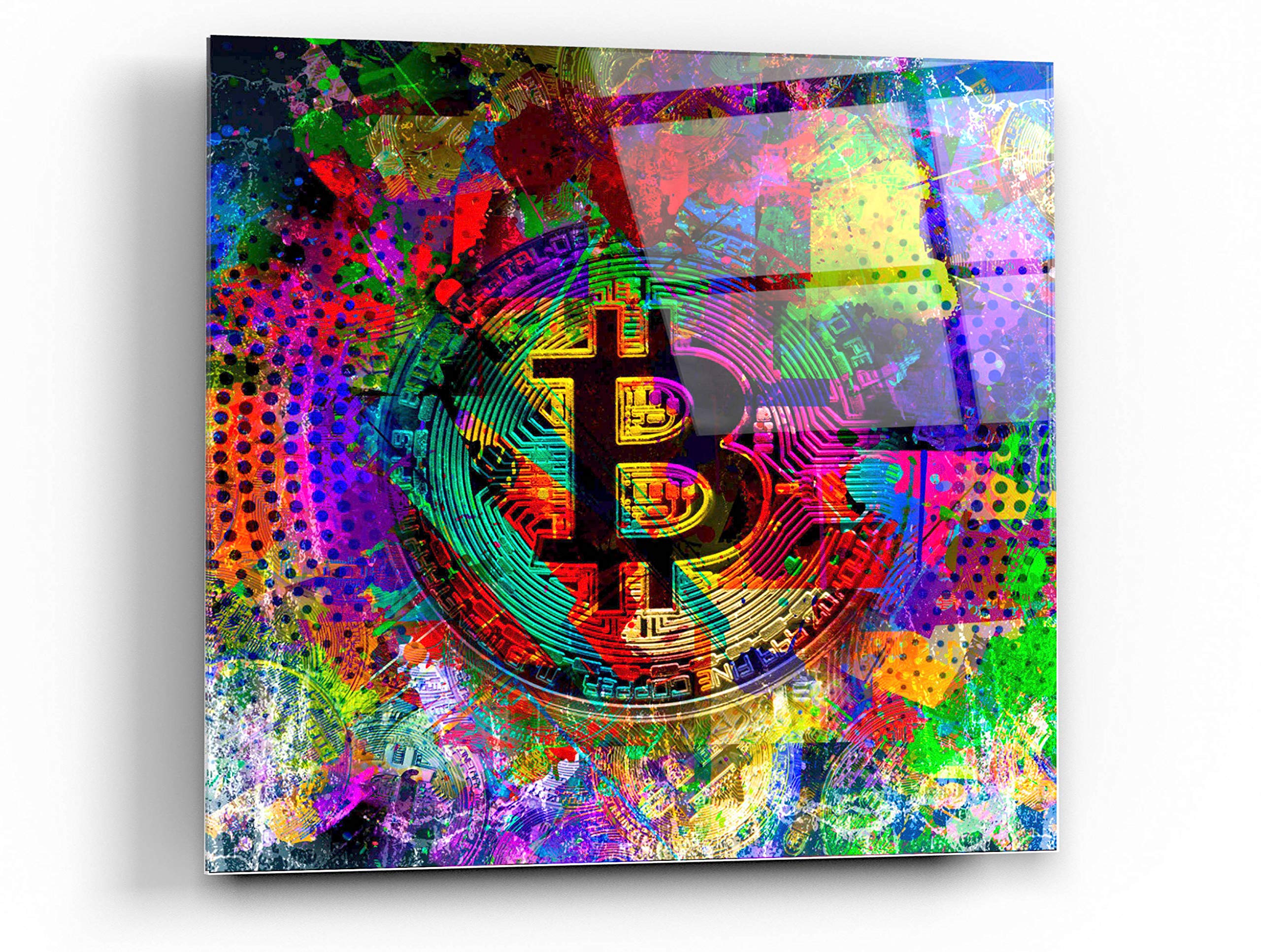 Bitcoin Color Acrylic Glass Wall Art - 36x36 Inches Modern Abstract Painting for Home & Office Decor | Perfect for Living Room, Bedroom, or Crypto Enthusiast Gifts