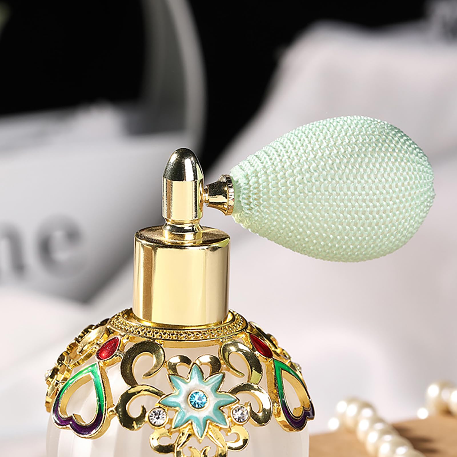 50ml Empty Glass Perfume Spray Bottle - 1 Pack Refillable Vintage Perfume Atomizer with Golden Cap | Perfect for Travel, DIY Fragrances & Essential Oil Diffuser