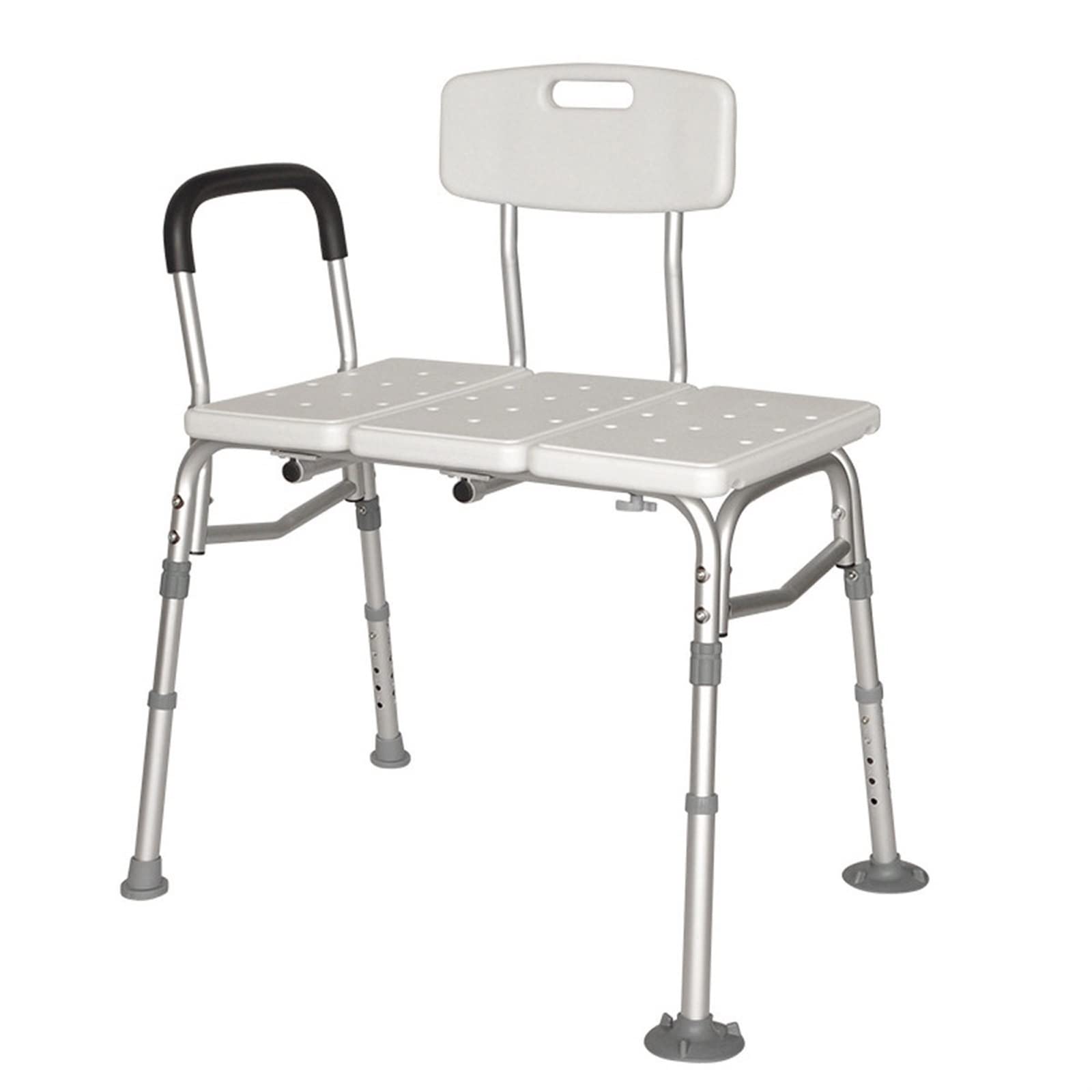 Adjustable Heavy Duty Aluminum Bath Transfer Bench with Backrest & Armrests – Non-Slip Shower Chair for Elderly & Pregnant Women – White 3-Segment Bathroom Stool | Safe Bathing Aid for Mobility Challenges & Post-Surgery Recovery
