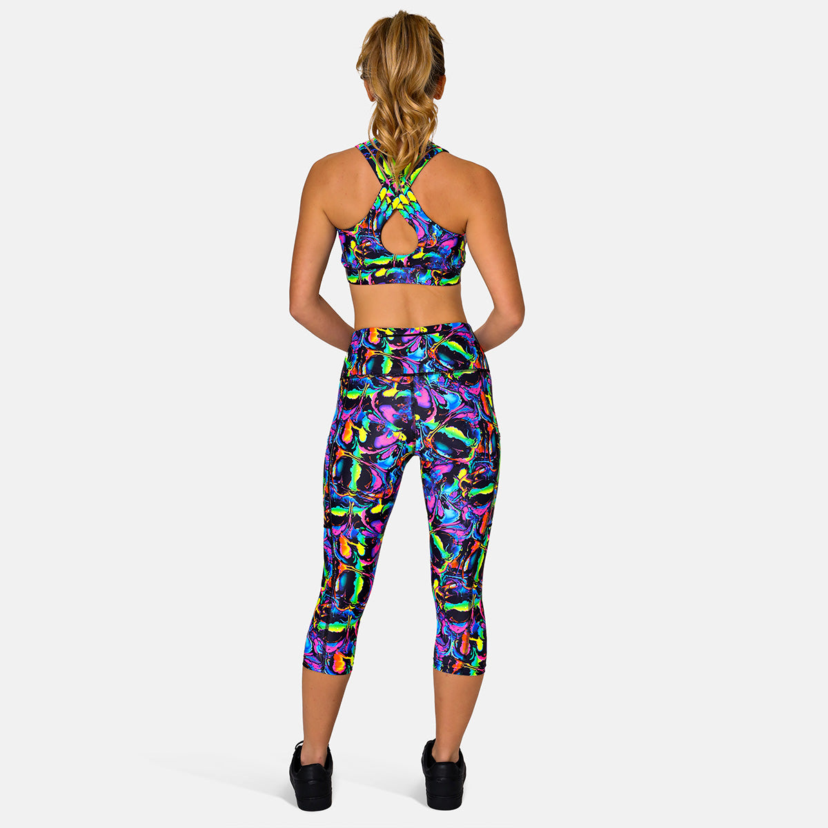 Liquid Glow Capri Pants - High Waisted Yoga Leggings for Women, Seamless Workout Tights with Pockets - Perfect for Yoga, Running, Gym & Lounge Wear