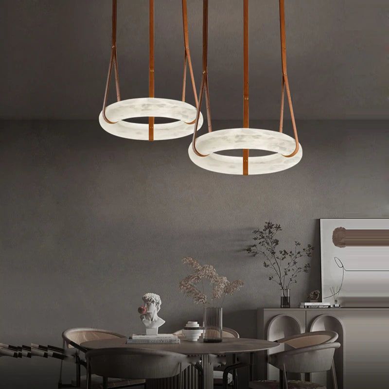 Spanish Marble Ring Chandelier - Elegant Crystal Lustre Lighting Fixture for Dining Room, Living Room, and Bedroom Decor