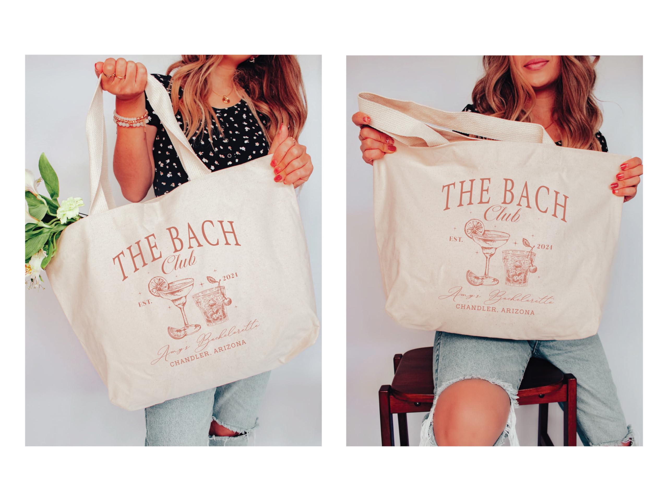Custom Bachelorette Party Tote Bags - Personalized Bridal Shower Gifts for Bride, Bridesmaids & Maid of Honor - Perfect for Beach Bachelorette Parties & Proposal Gifts
