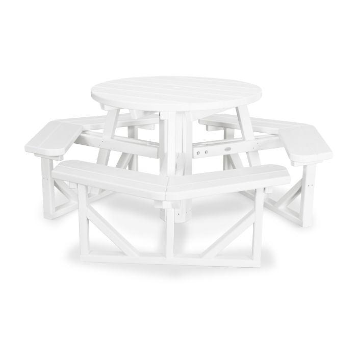 POLYWOOD 36-Inch Round Outdoor Picnic Table - Durable All-Weather Resin Furniture for Patio, Garden, Backyard & Poolside Dining