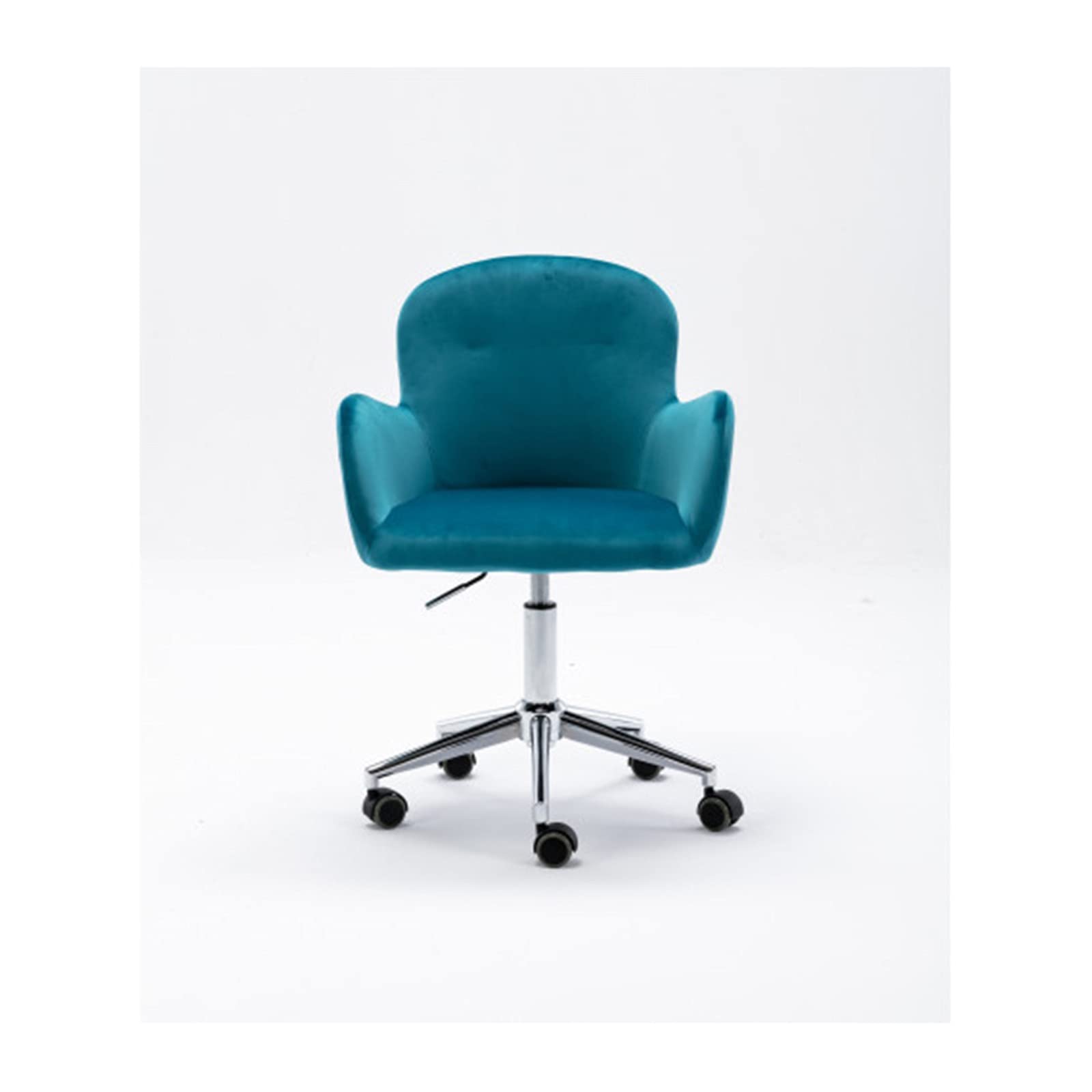 Modern Velvet Office Chair with Middle Back & Arms - Lake Blue Computer Desk Chair for Home & Office - Ergonomic Support for Long Work Hours, Gaming & Study Sessions