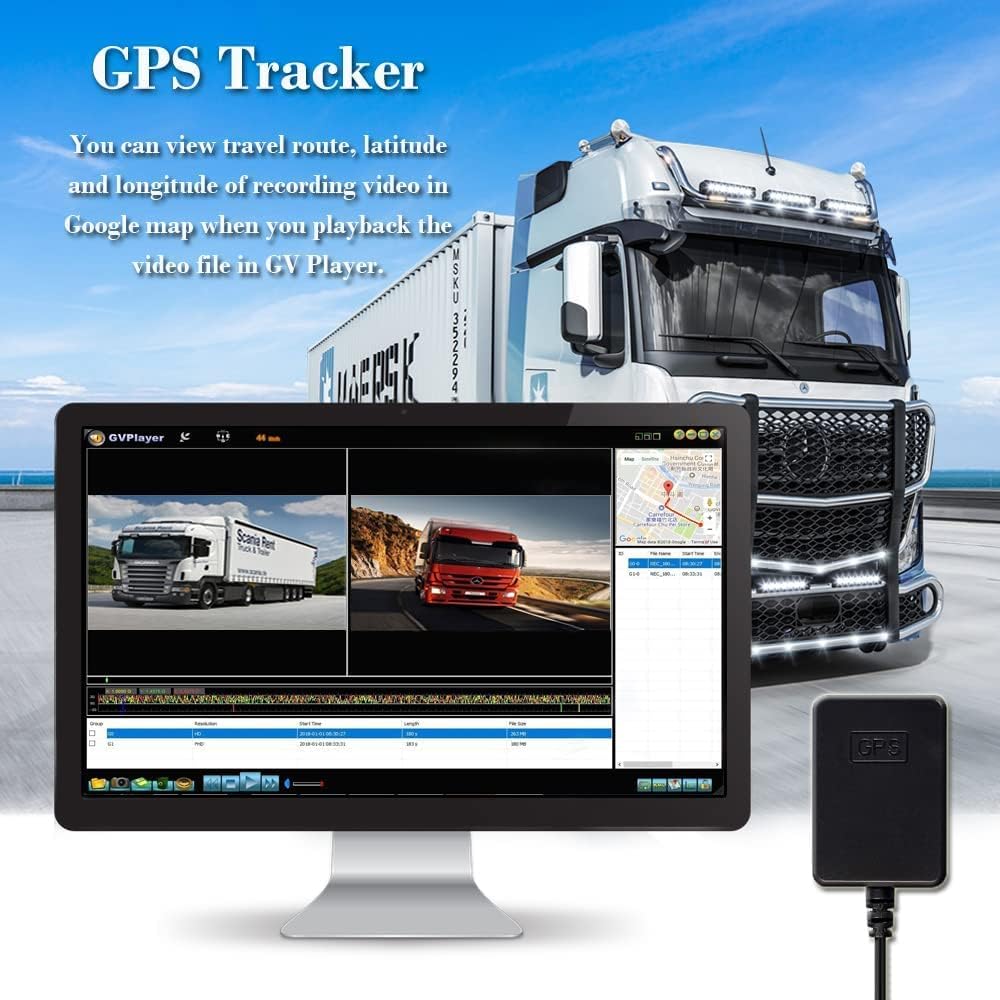 VSYSTO 7.0'' Truck Backup Camera System - 4 Channel HD 1080P Front, Side & Rear View Camera Kit with GPS, Night Vision for Semi Trucks, Trailers, RVs - Parking Monitoring & Safety Driving Assistance