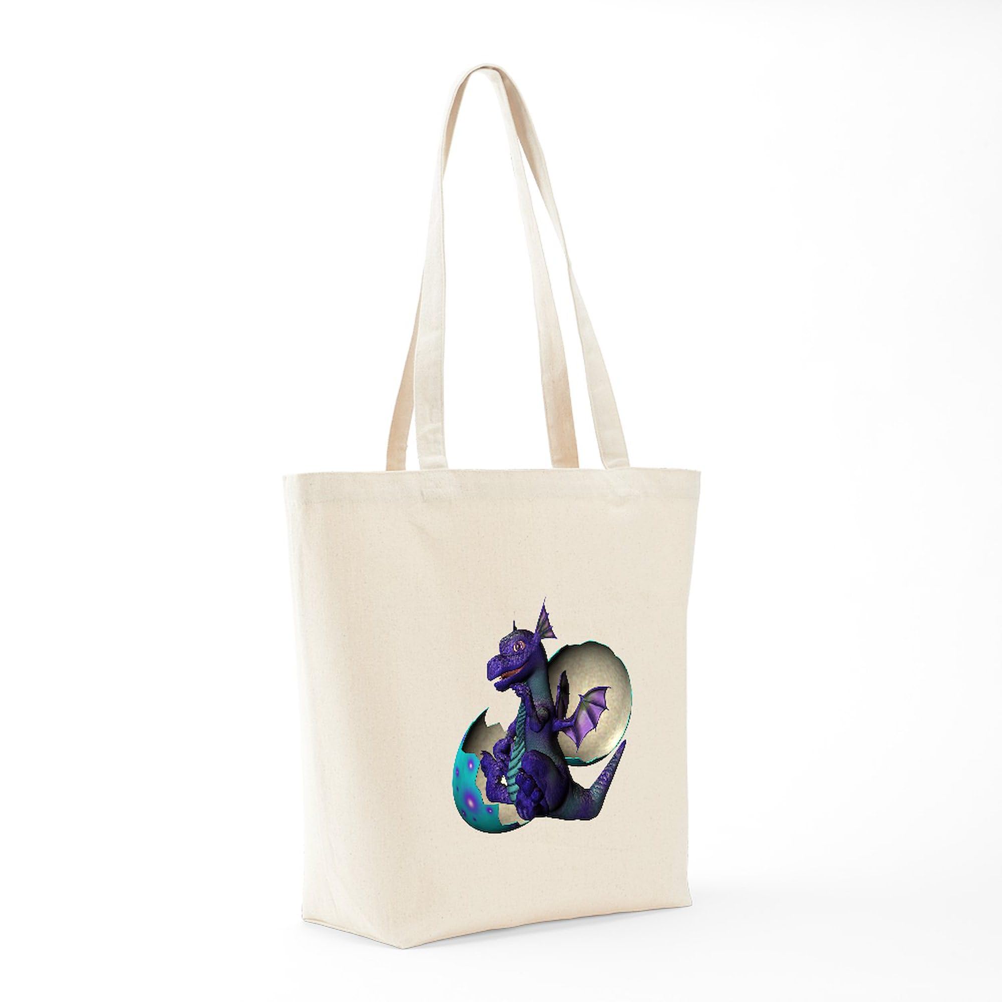 Little Dragon Tote Bag - Natural Canvas Reusable Shopping Bag for Groceries, Beach & Everyday Use | Eco-Friendly Cotton Tote with Unique Dragon Design