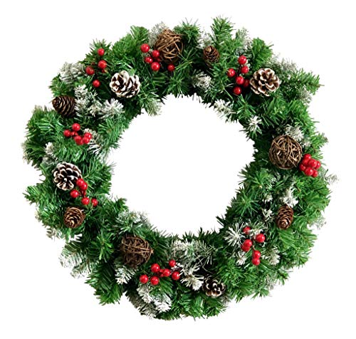 Handmade Christmas Wreath with LED Lights - Rustic Prelit Holiday Door Decor for Front Porch | Perfect for Holiday Home Decor & Christmas Party Decoration