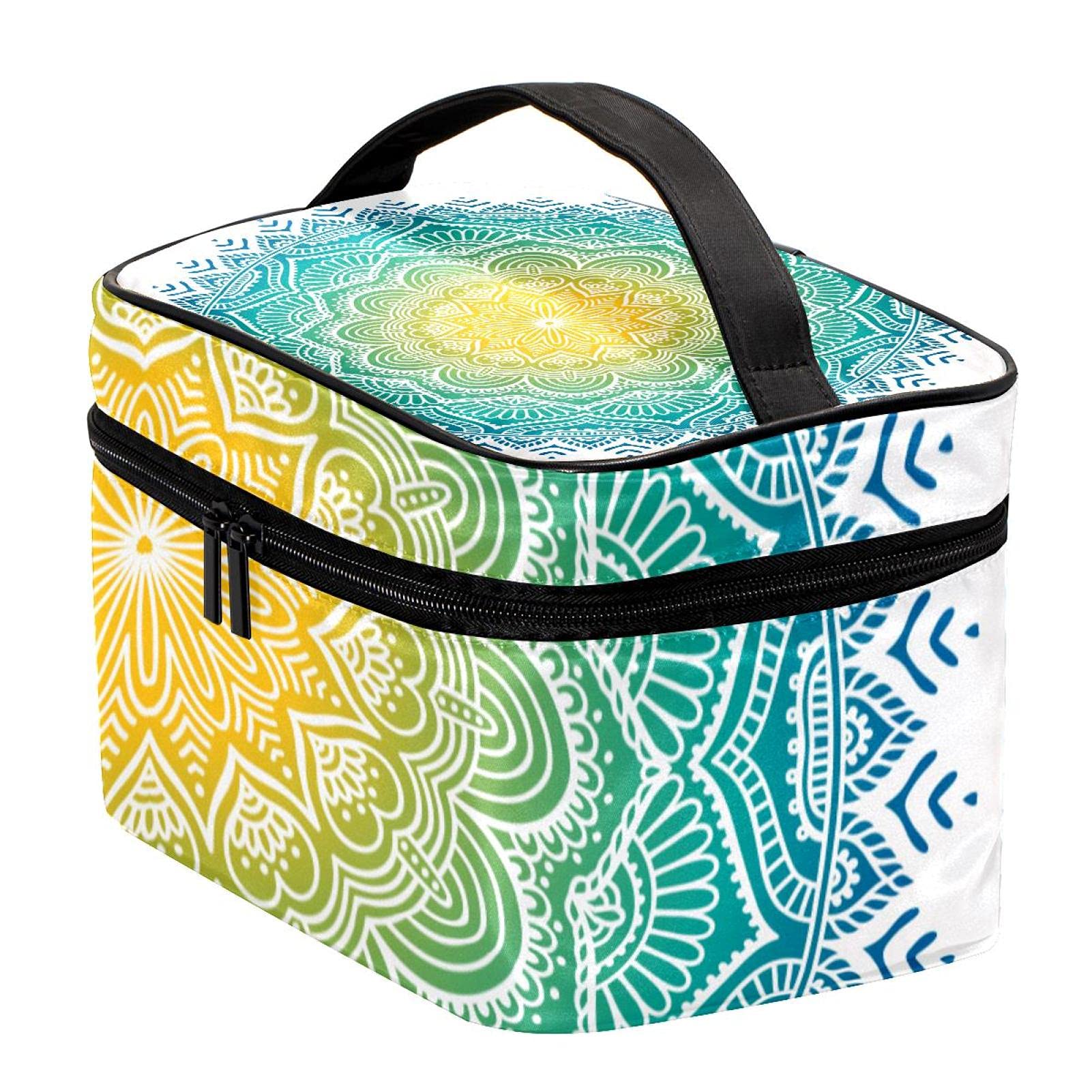 Bohemian Indian Style Mandala Travel Makeup Bag - Large Cosmetic Organizer with Zipper for Women & Girls | Perfect for Travel, Gym, and Daily Essentials Storage