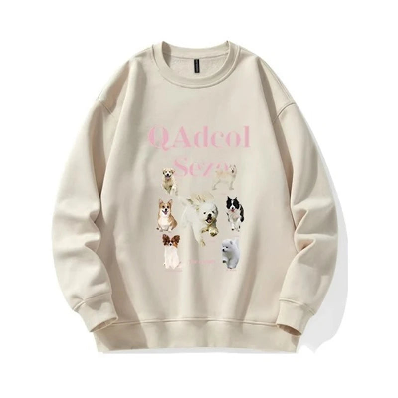 Stylish Women's Apricot Printed Hoodie - Classic O-Neck Loose Fit Winter Fashion for Casual & Streetwear | Perfect for Daily Wear, Outings & Layering
