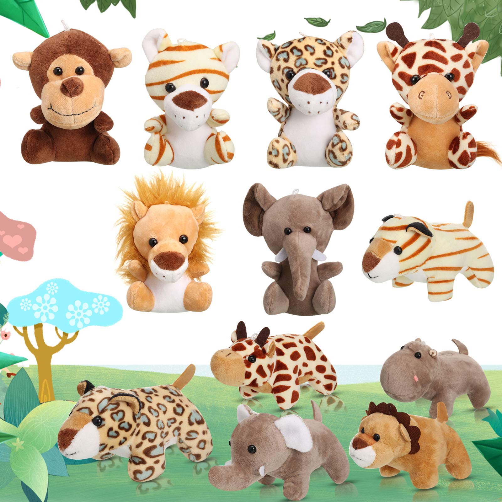 Sumind 12-Piece Mini Stuffed Forest Animals Plush Toy Set - 4.8