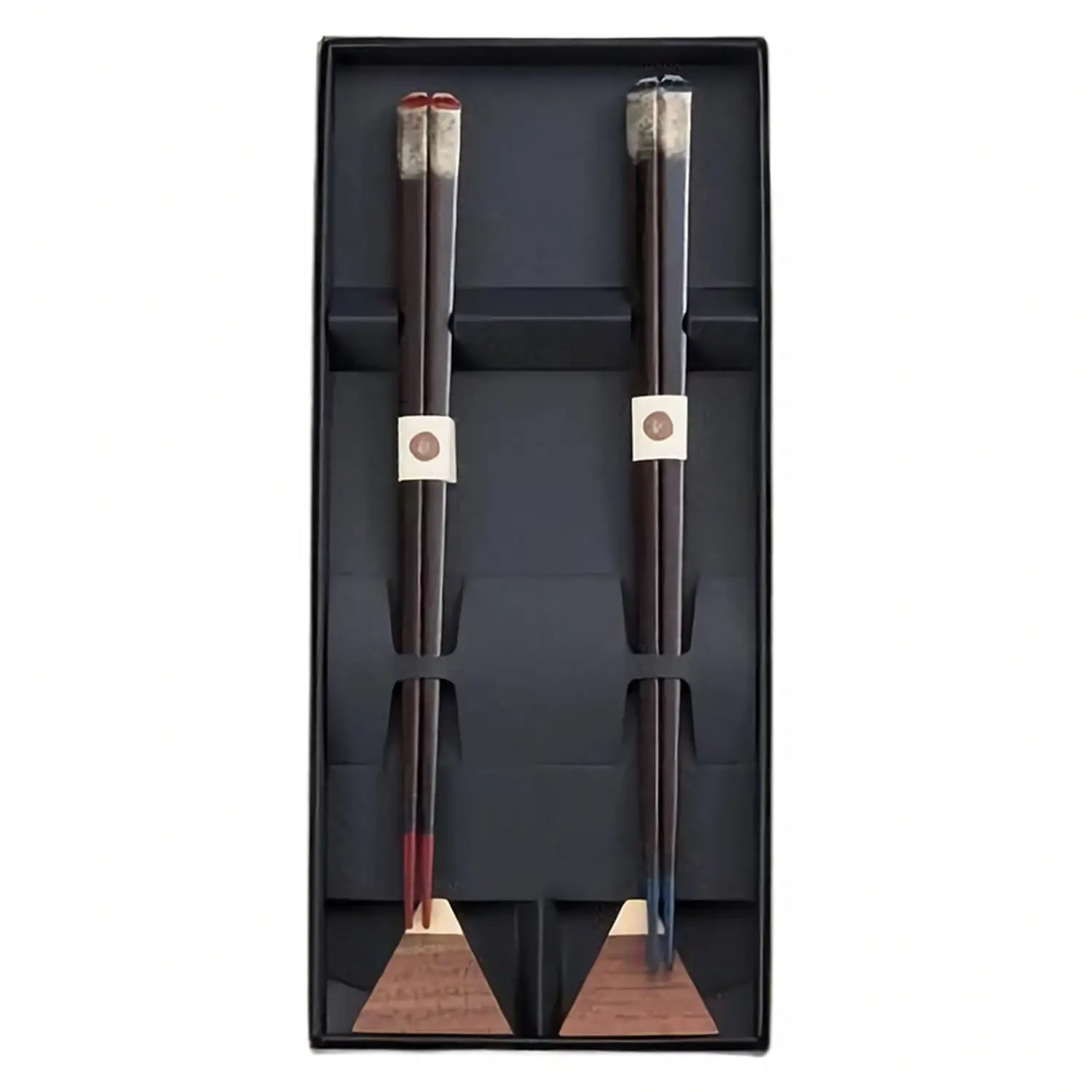 Premium Echizen Shikki Wooden Couple Chopsticks - Handcrafted Japanese Mt. Fuji Design - Perfect for Romantic Dinners, Asian Cuisine & Wedding Gifts