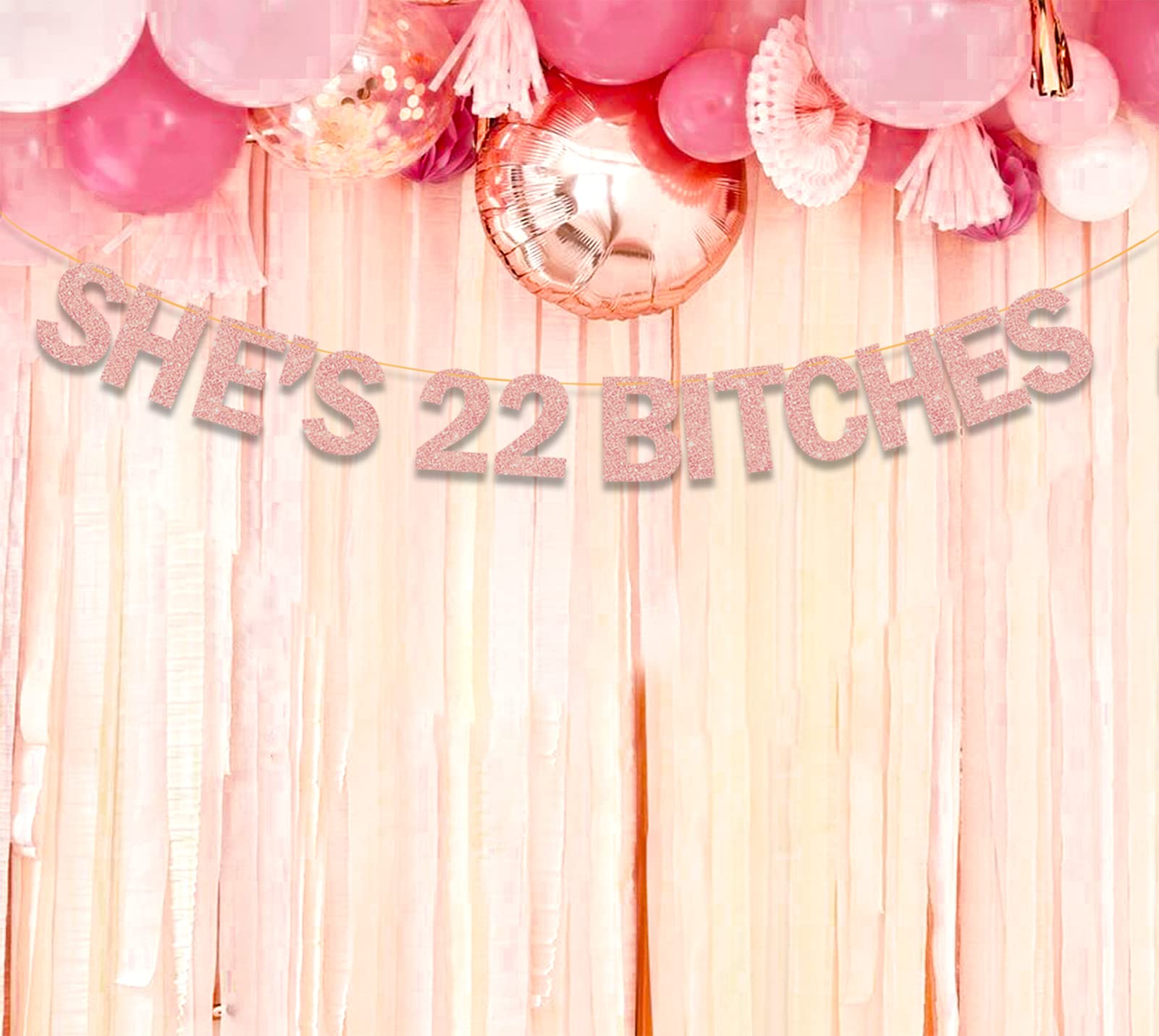 Funny 22nd Birthday Banner for Women - Glitter Rose Gold Party Decor - Perfect for 22nd Birthday Celebrations & Girls' Night Decorations