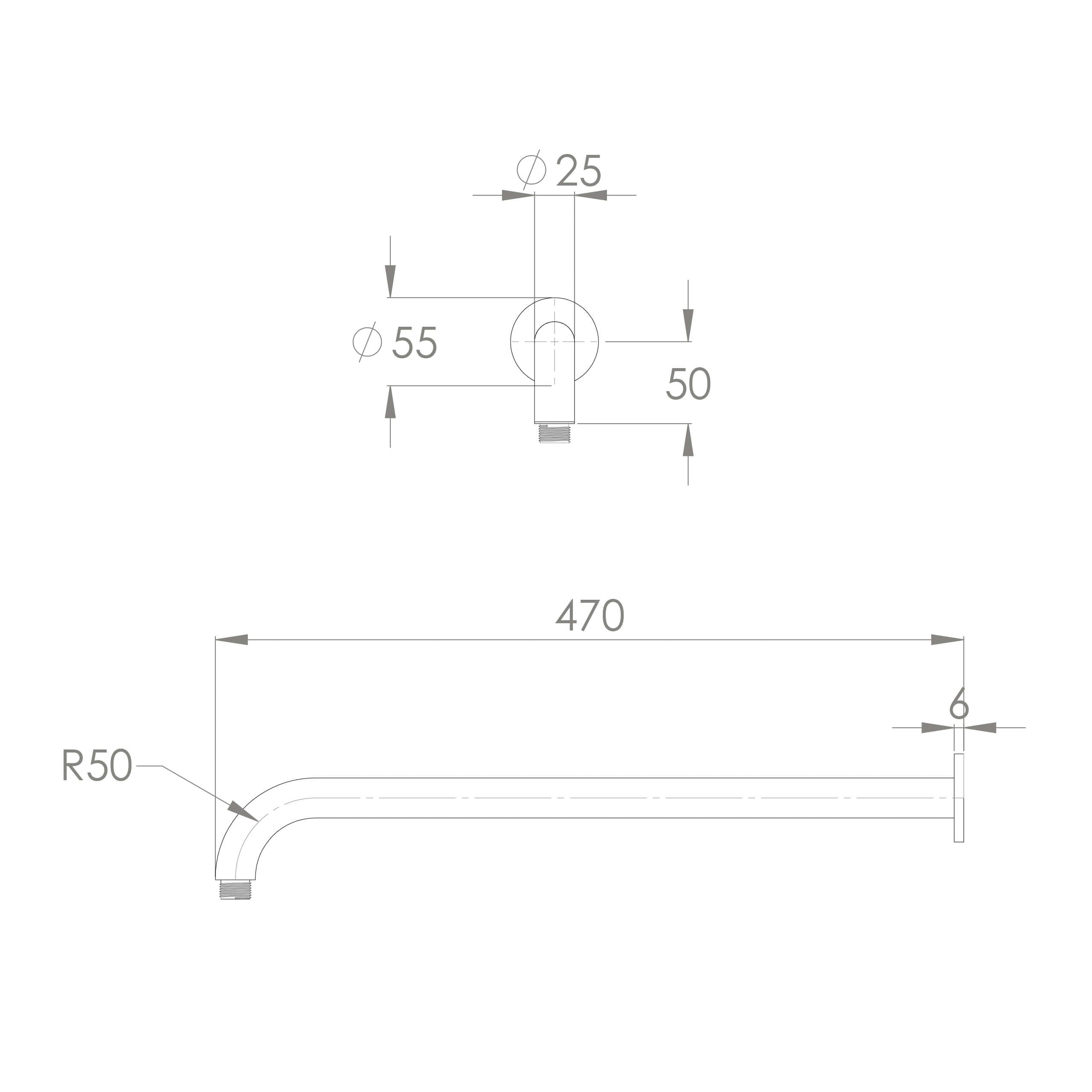 ADP Soul Shower Arm 450 Brushed Nickel - Adjustable Shower Arm for Bathroom Renovation - Perfect for Modern & Traditional Bathrooms