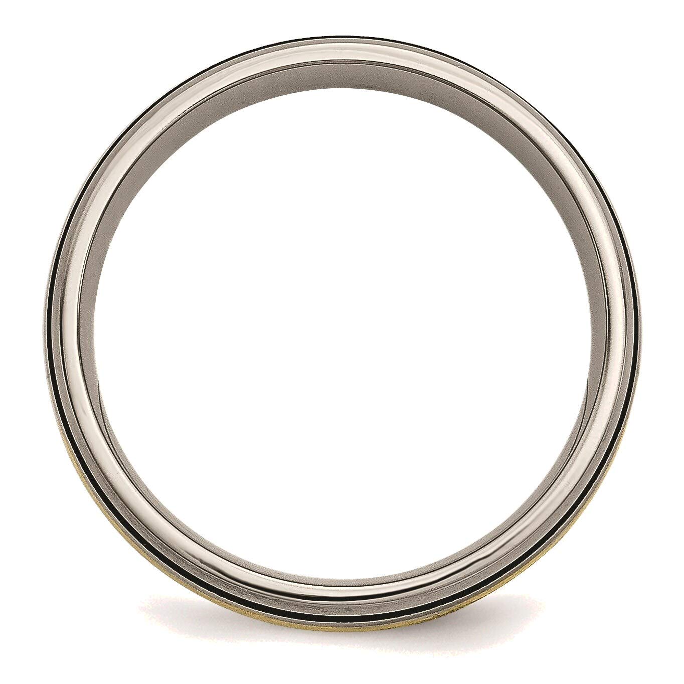 Bonyak Titanium and 14K Gold Wedding Band Ring for Men - 6mm Brushed & Antiqued Grooved Design with Yellow Gold Inlay - Size 8.5 - Perfect for Anniversary, Engagement, and Everyday Wear