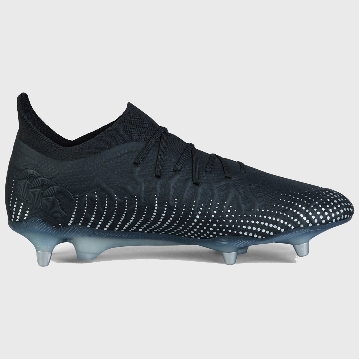 Canterbury Speed Infinite Elite SG Rugby Boots for Men - Black/Silver - High-Performance Cleats for Rugby Matches & Training