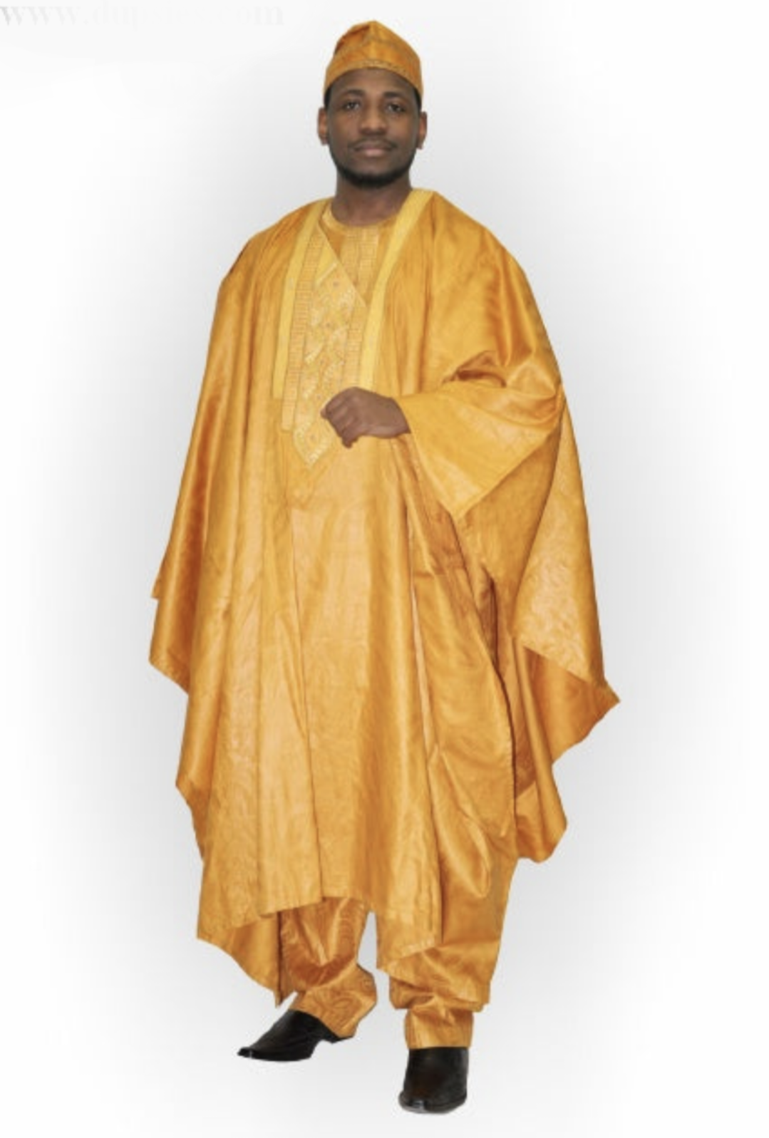 Premium Gold African Brocade Agbada (Grand Boubou) for Men - Traditional Nigerian Wedding Attire & Special Occasion Outfit