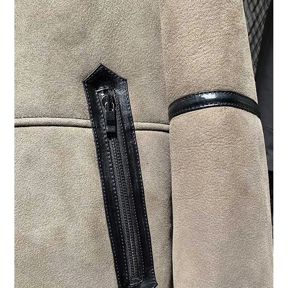 Denny&Dora Men's B3 Bomber Shearling Jacket - Natural Leather Winter Coat with Short Fur for Outdoor Adventures and Casual Wear