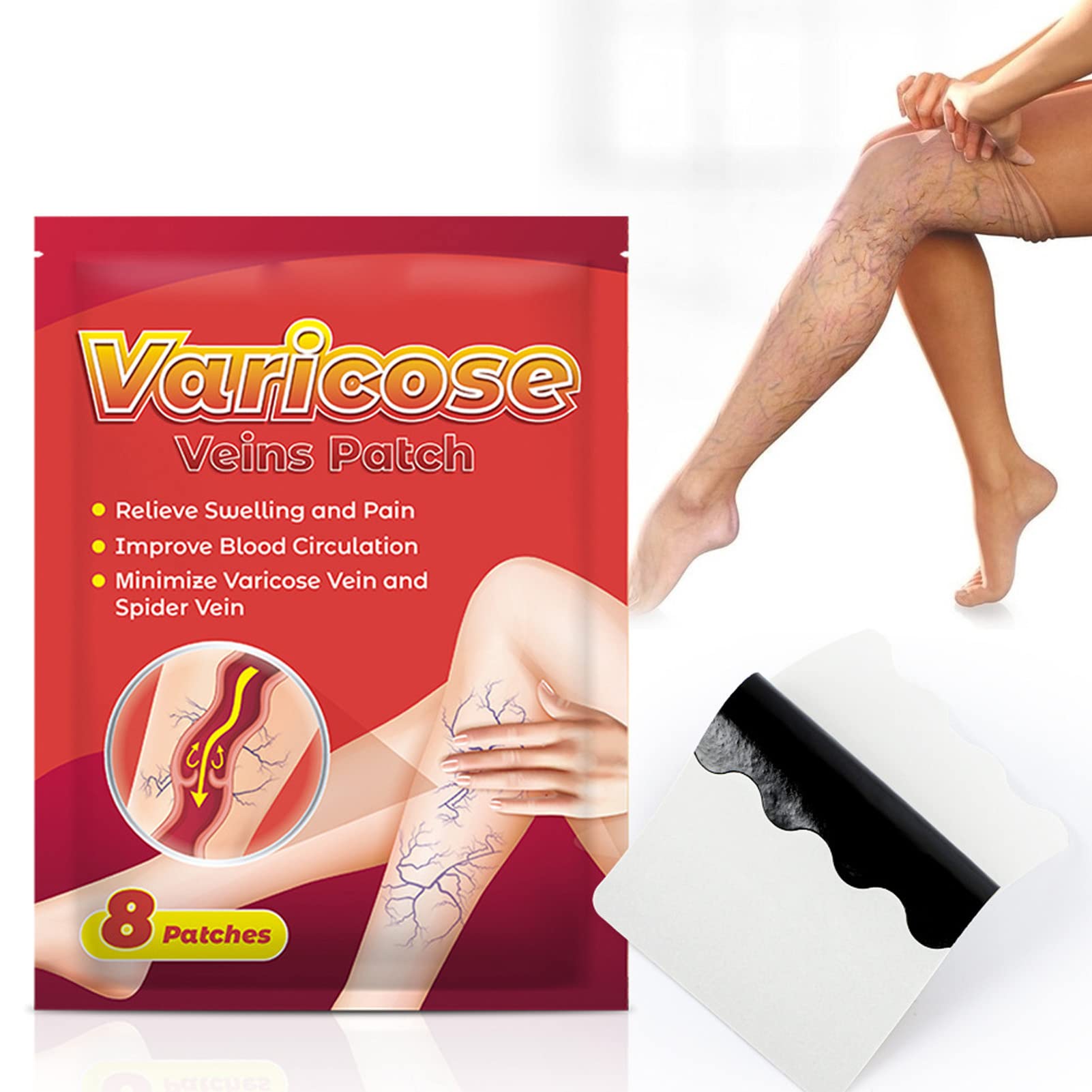 Varicose Veins Treatment Patch - 40 Sheets | Herbal Extract Leg Relief for Women | Portable Vein Support for Daily Use at Work, Travel & Home