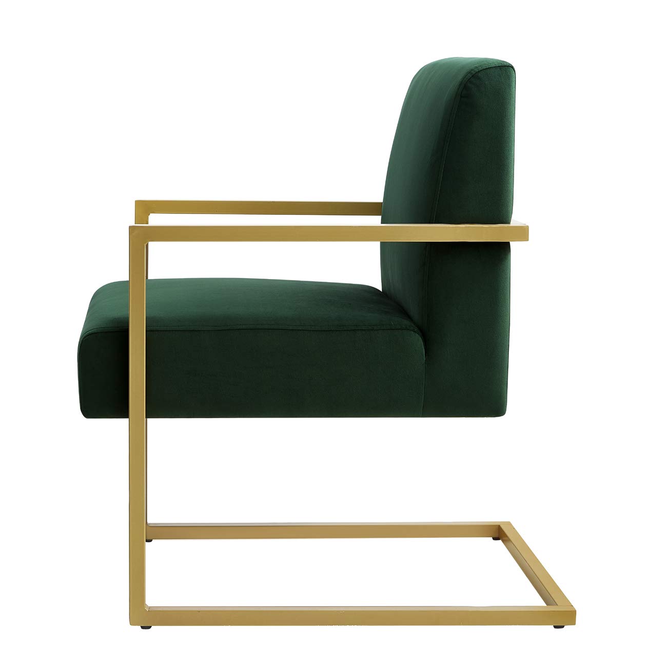 24K Gold Accent Chair - Velvet Cushion & Square Arm Metal Frame - Modern Luxury Living Room Furniture for Home Decor, Office, Lounge, and Reading Nook