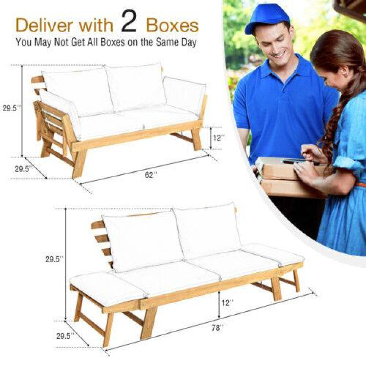Costway Adjustable Convertible Patio Sofa Daybed with Thick Cushions - Indoor Outdoor Furniture for Garden, Balcony & Backyard Relaxation