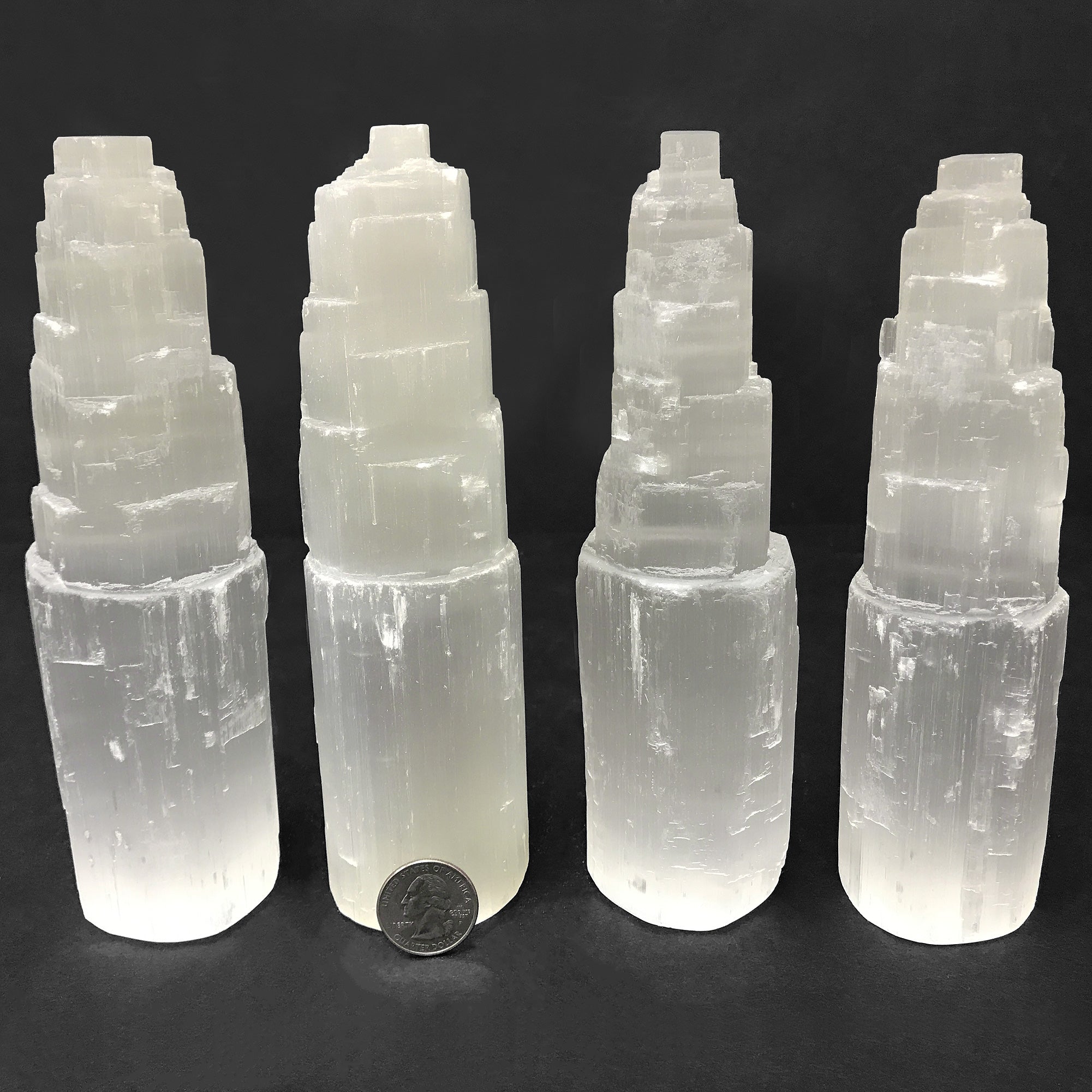 Natural Self Standing Selenite Crystal Pagoda Tower - Energy Cleansing & Healing Stone for Meditation, Chakra Alignment - Spiritual Home Decor & Protection Crystal (12