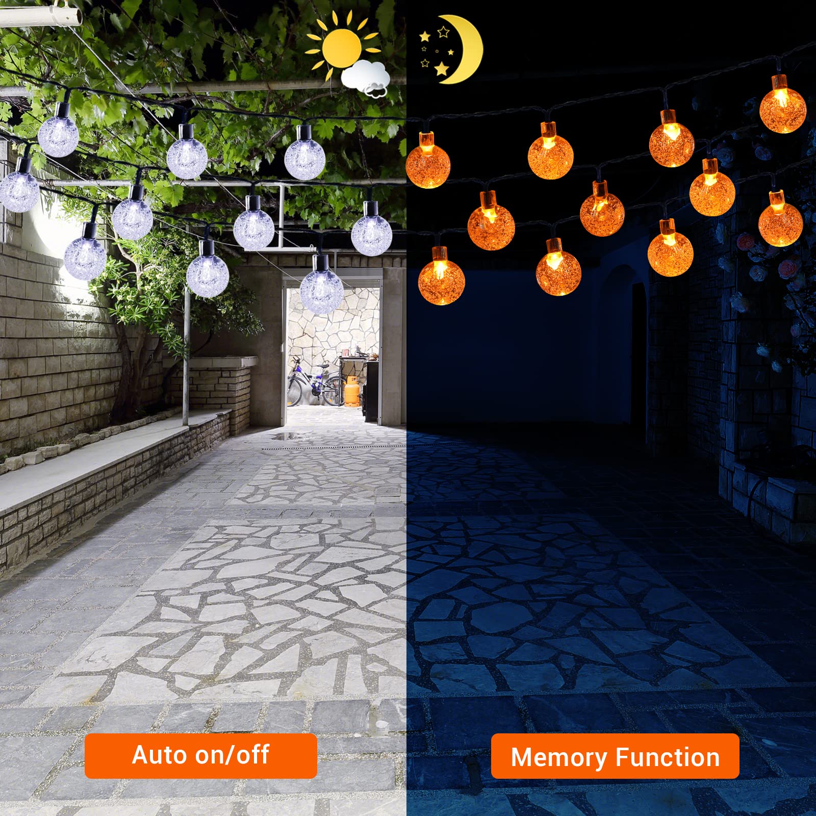 Lomotech 72FT 100 LED Orange Solar Halloween String Lights - Waterproof Outdoor Halloween Decorations with 8 Lighting Modes for Yard, Garden, Party, and Holiday Decor