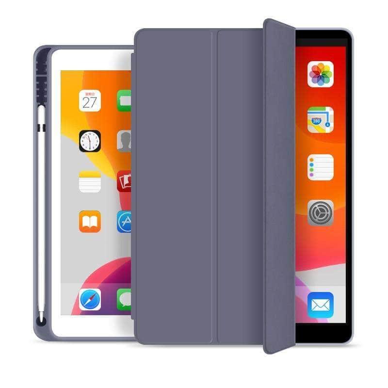 Apple iPad 10.2 (7th/8th Generation) Slim Tri-Fold PU Leather Smart Cover with Pencil Holder - Perfect for Work, School & Creative Projects
